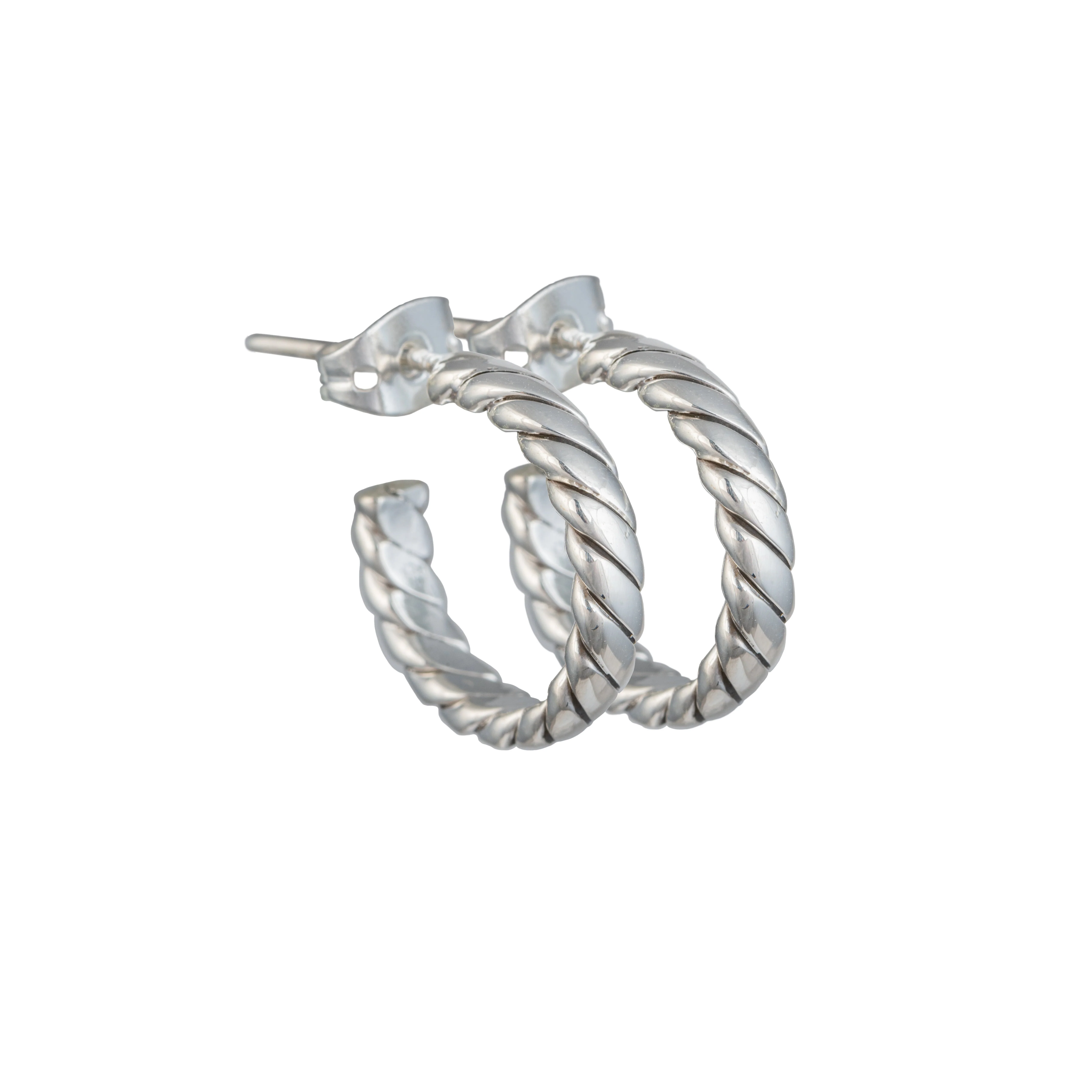 Sterling Silver Twisted Flat Rope Hoops - Image 2