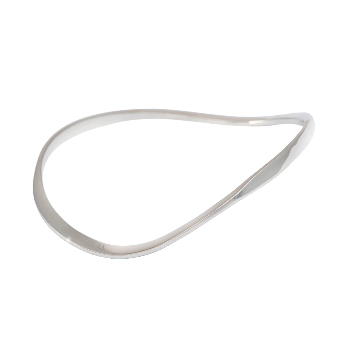 Sterling Silver Wavy Bangle with a Slightly Triangular Shape - Image 2
