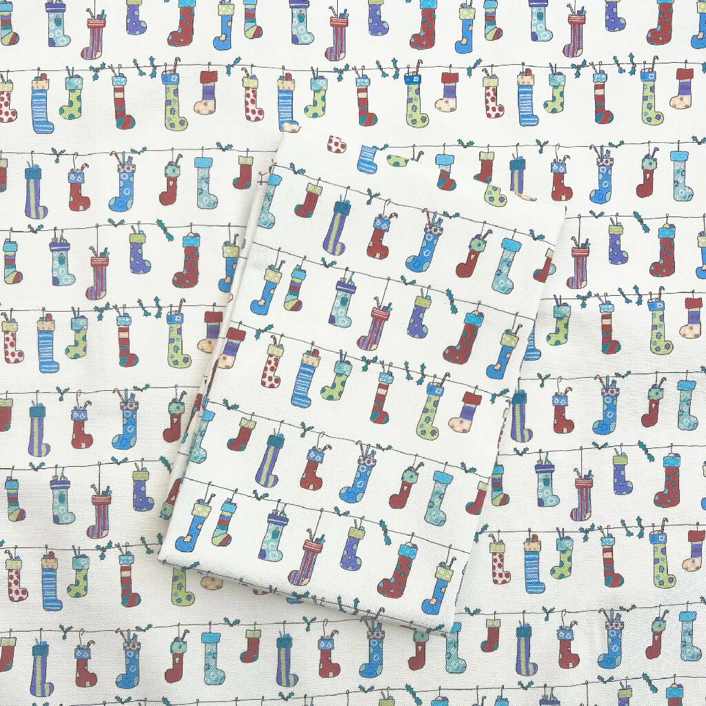 'Stockings' Christmas Organic Cotton Tea Towel - Image 4