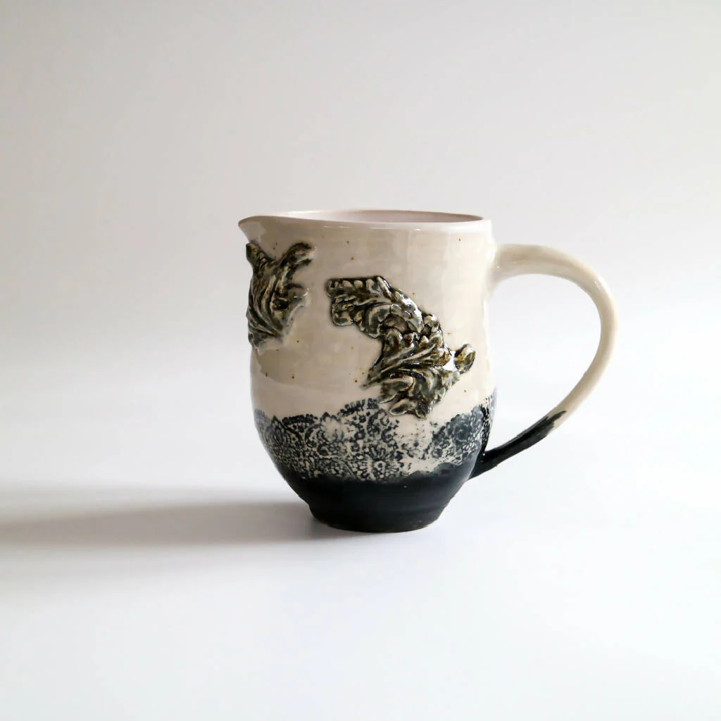 Stoneware Clay Jug in Lace Design - Image 8