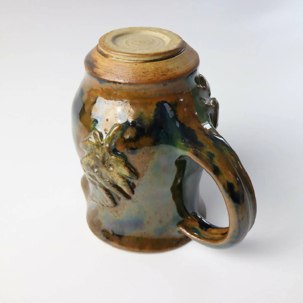 Stoneware Clay Jug with Botanical Detail - Image 4