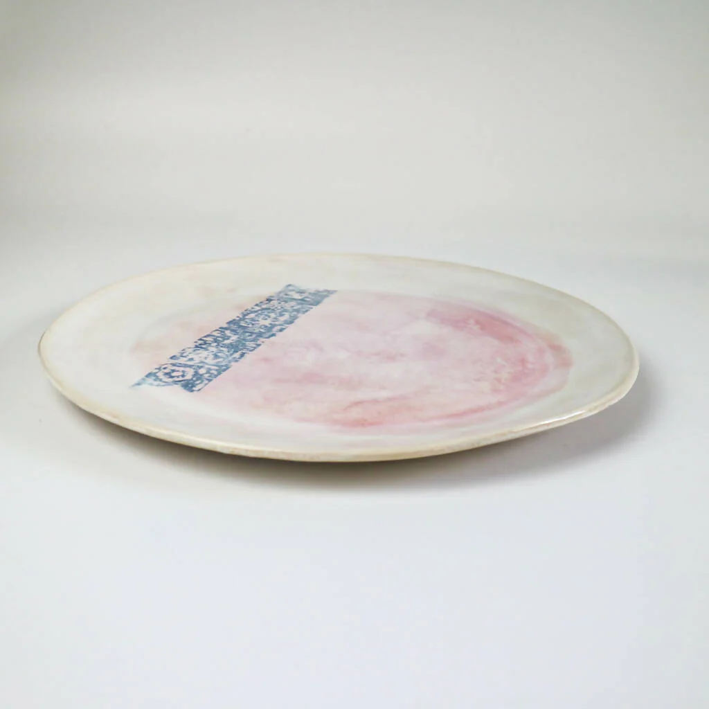 Stoneware Clay Plate In Pink Watercolour Design - Image 10