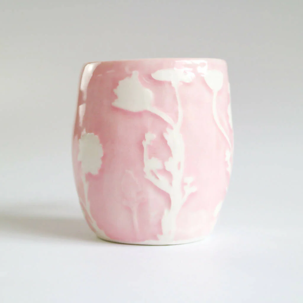 Stoneware Pink Mug in Botanical Design - Image 5