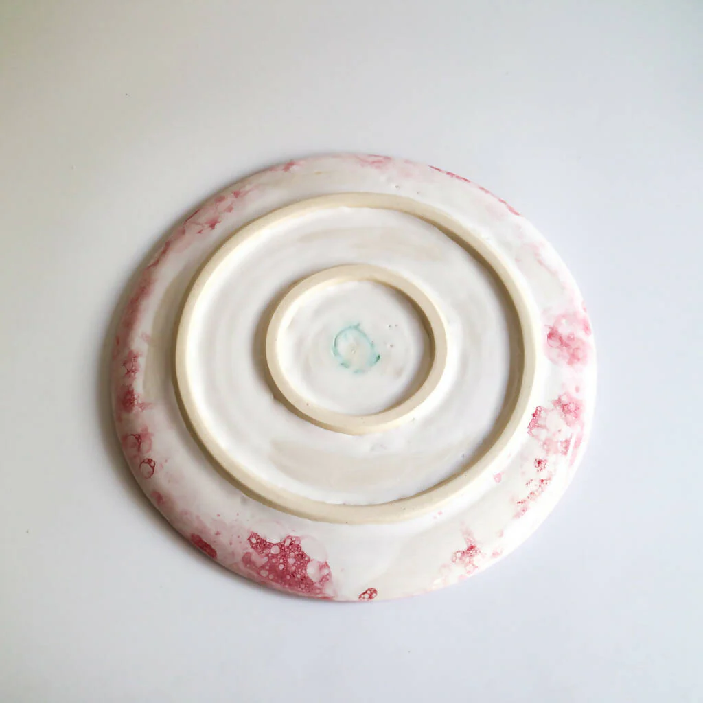 Stoneware Plate in Raspberry Bubble Design - Image 5