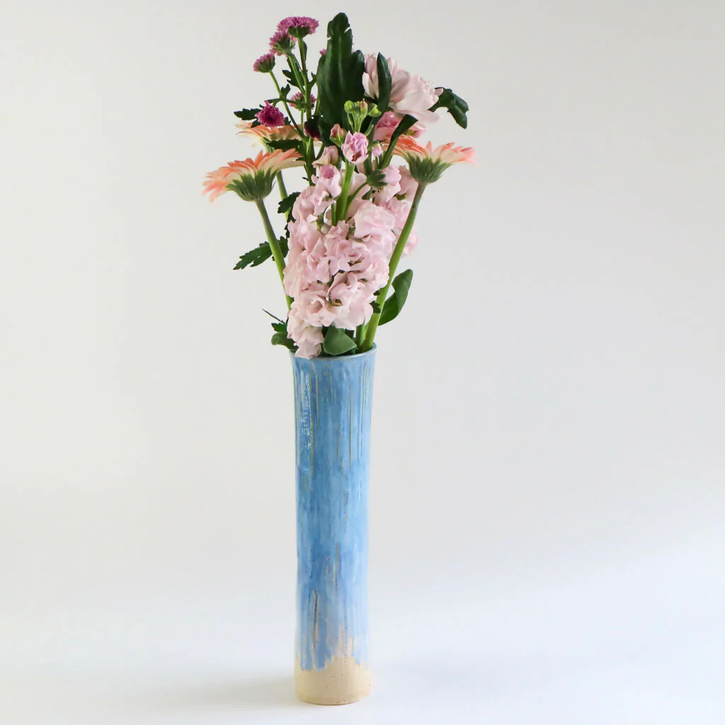 Stoneware Squish Vase in Surf Blue Glaze - Image 2