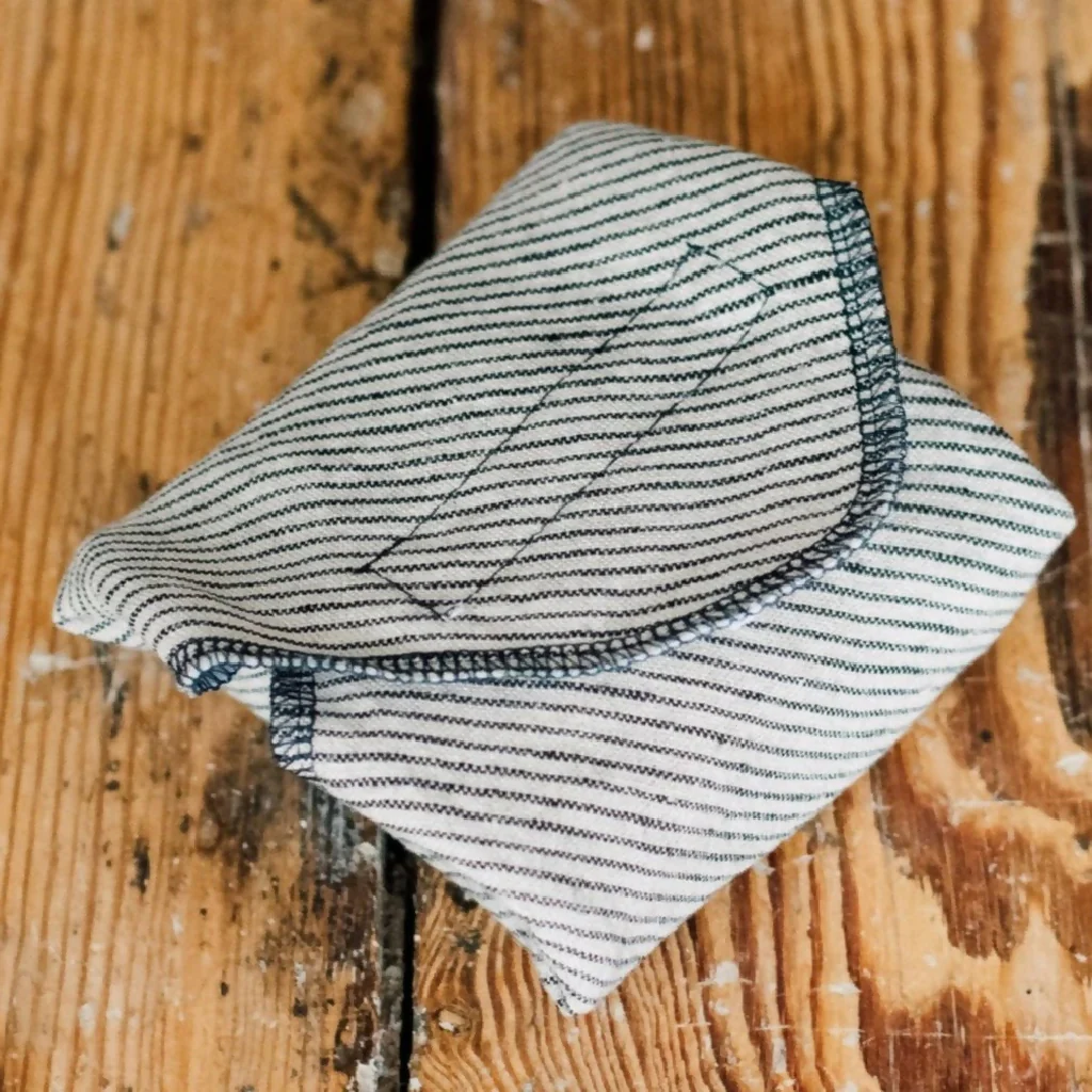 Striped Linen Reusable Sandwich Wrap, Dark Blue/Natural Stripes - Image 2
