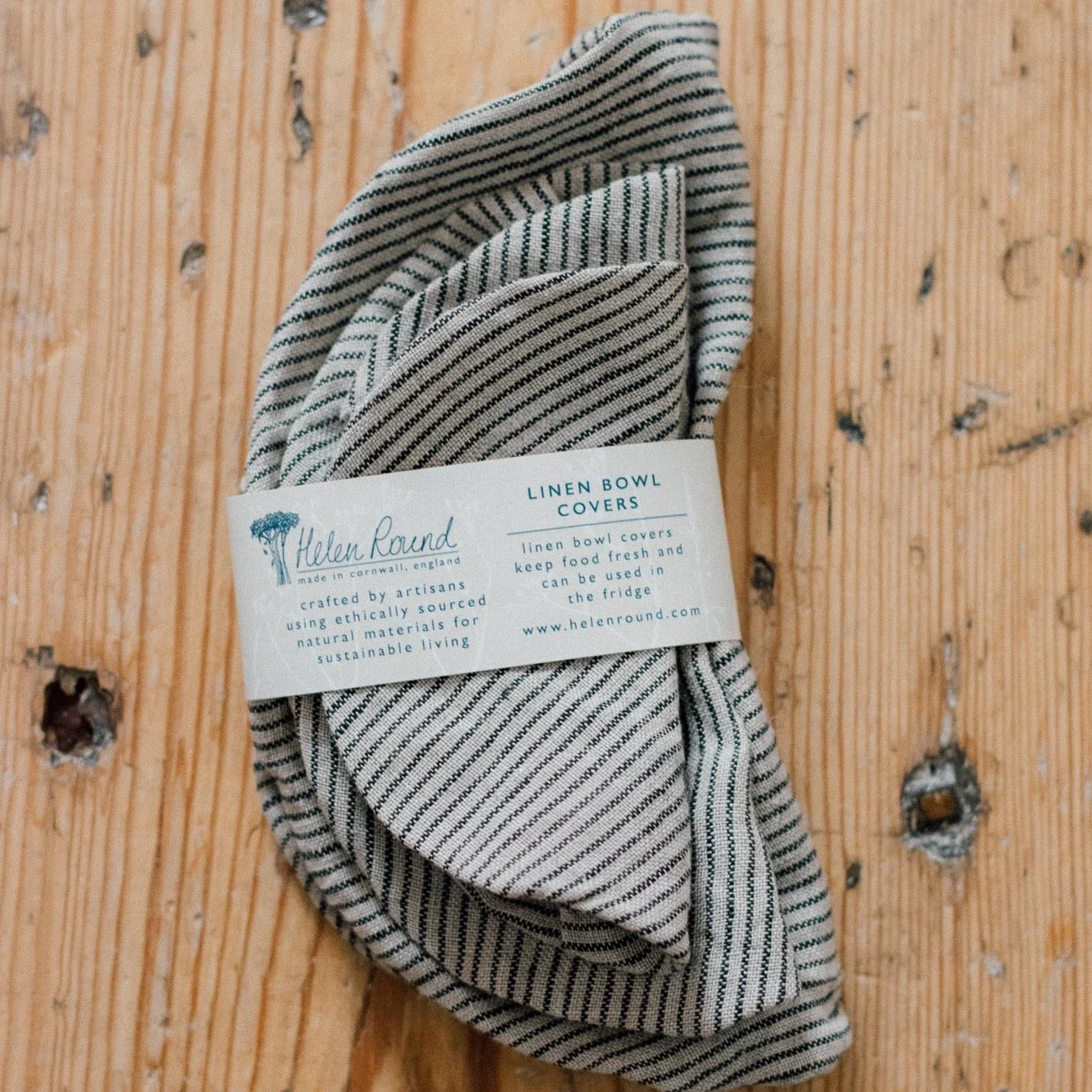 Striped Reusable Linen Bowl Covers Set - Image 3