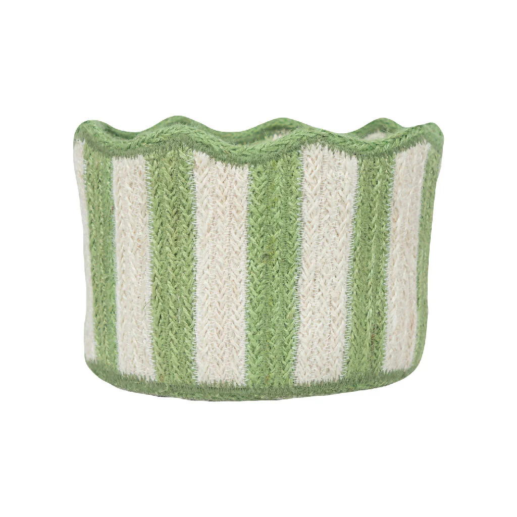 Stripy Scalloped Basket - Green - Image 2
