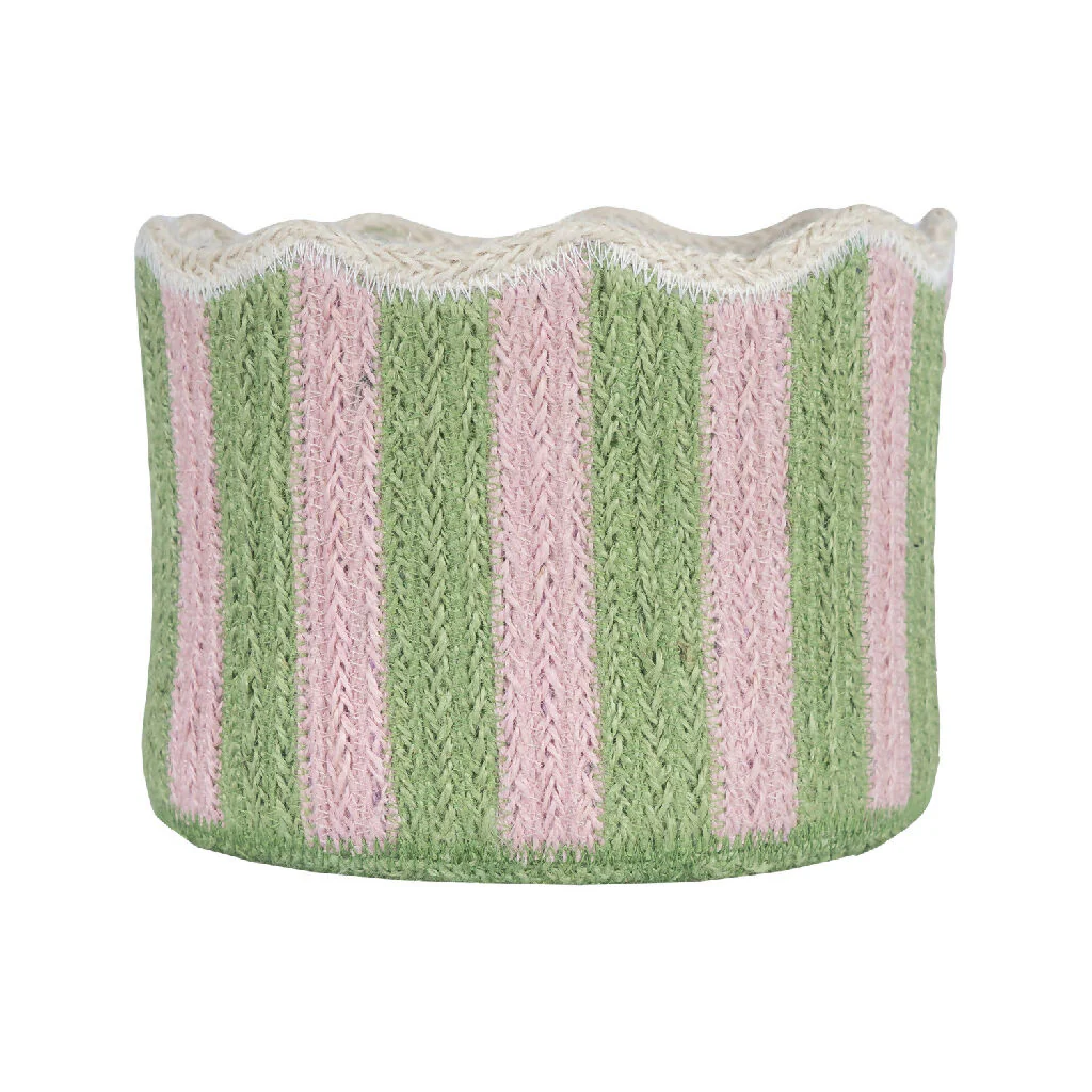 Stripy Scalloped Basket - Kiwi - Image 2