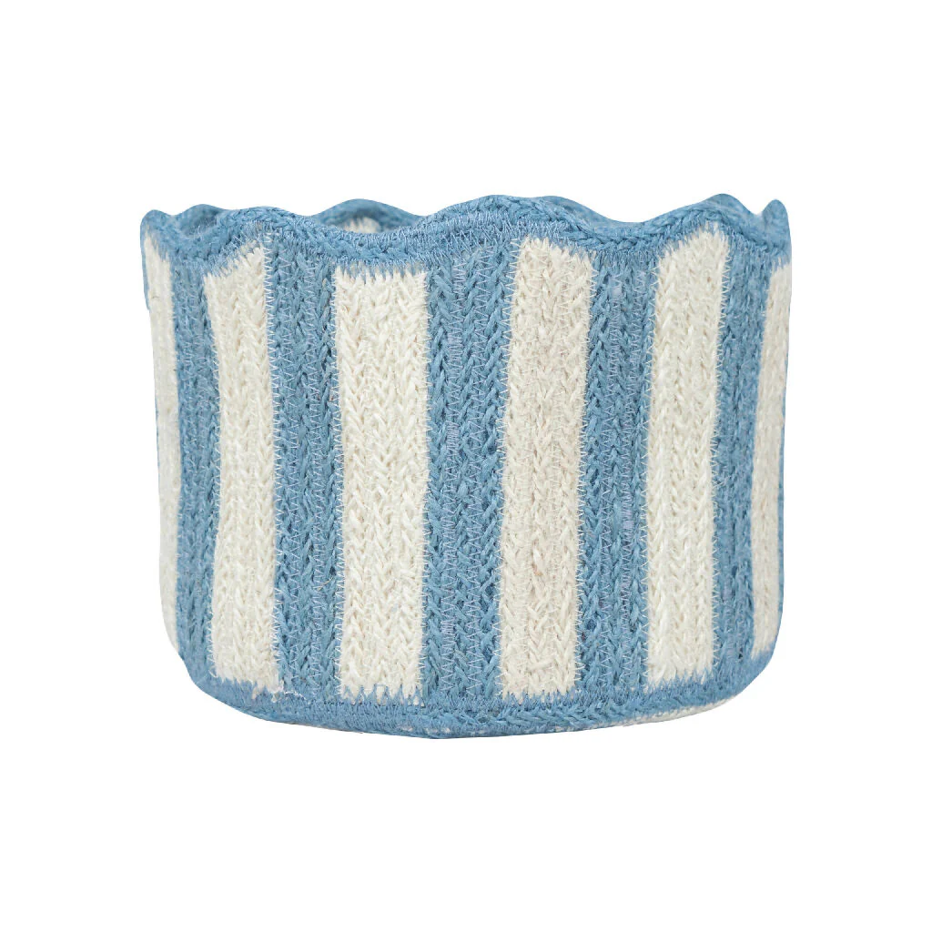 Stripy Scalloped Baskets - Dusty Blue - Image 2