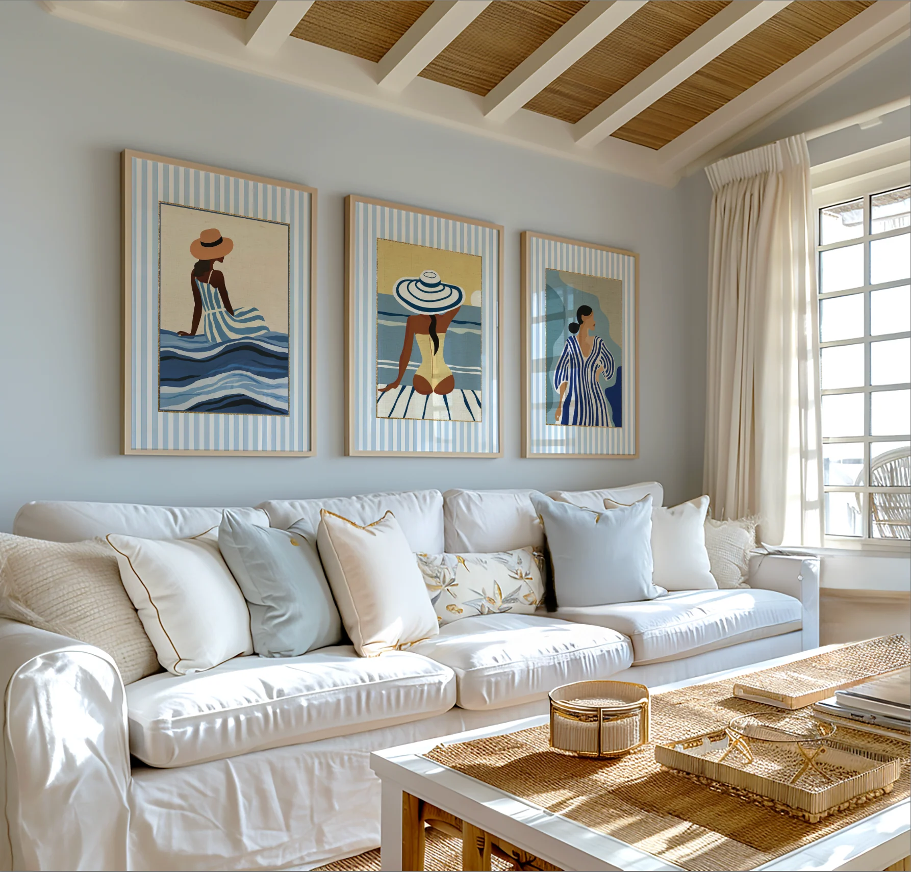 Summer Prints Gallery Set of 3 Cote d' Azur Artwork Beach House Collection - Image 2