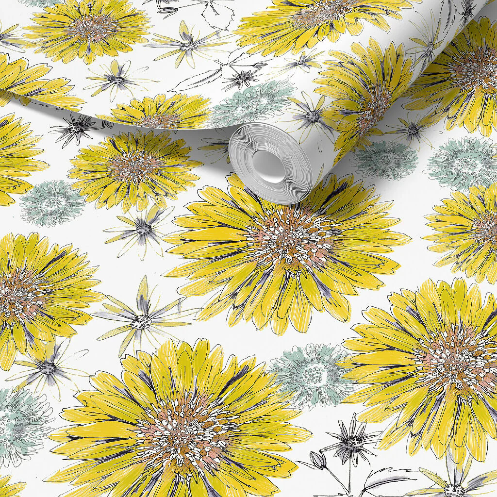 Sunflower and Flora Sustainable Wallpaper - Image 2