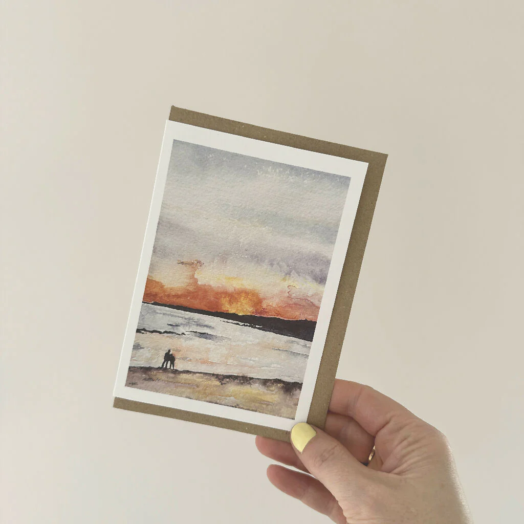 Sunset Beach Watercolour Greeting Card - Image 2
