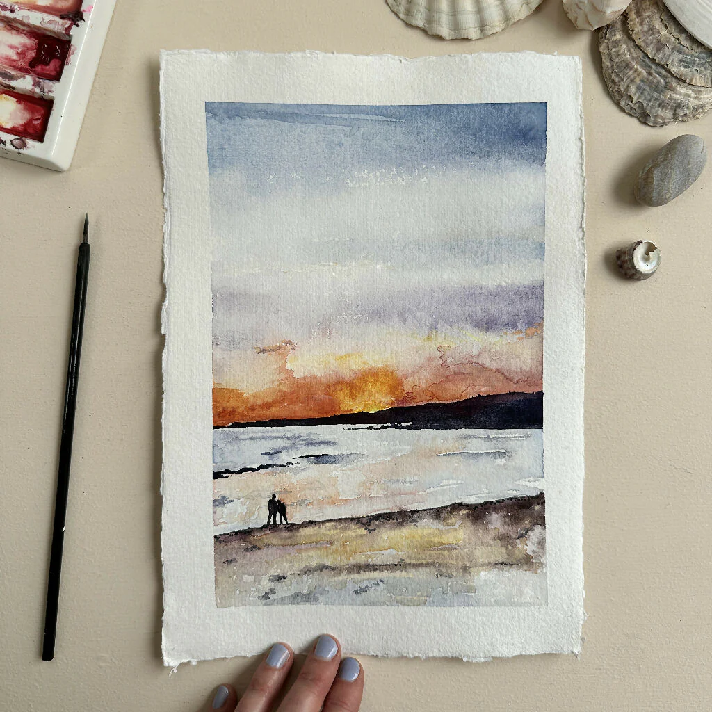 Sunset Beach Watercolour Greeting Card - Image 3