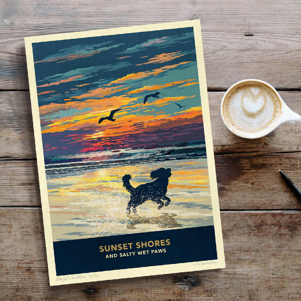 COCKAPOO 'SUNSET ON THE BEACH' LIMITED EDITION ART PRINT - Image 7