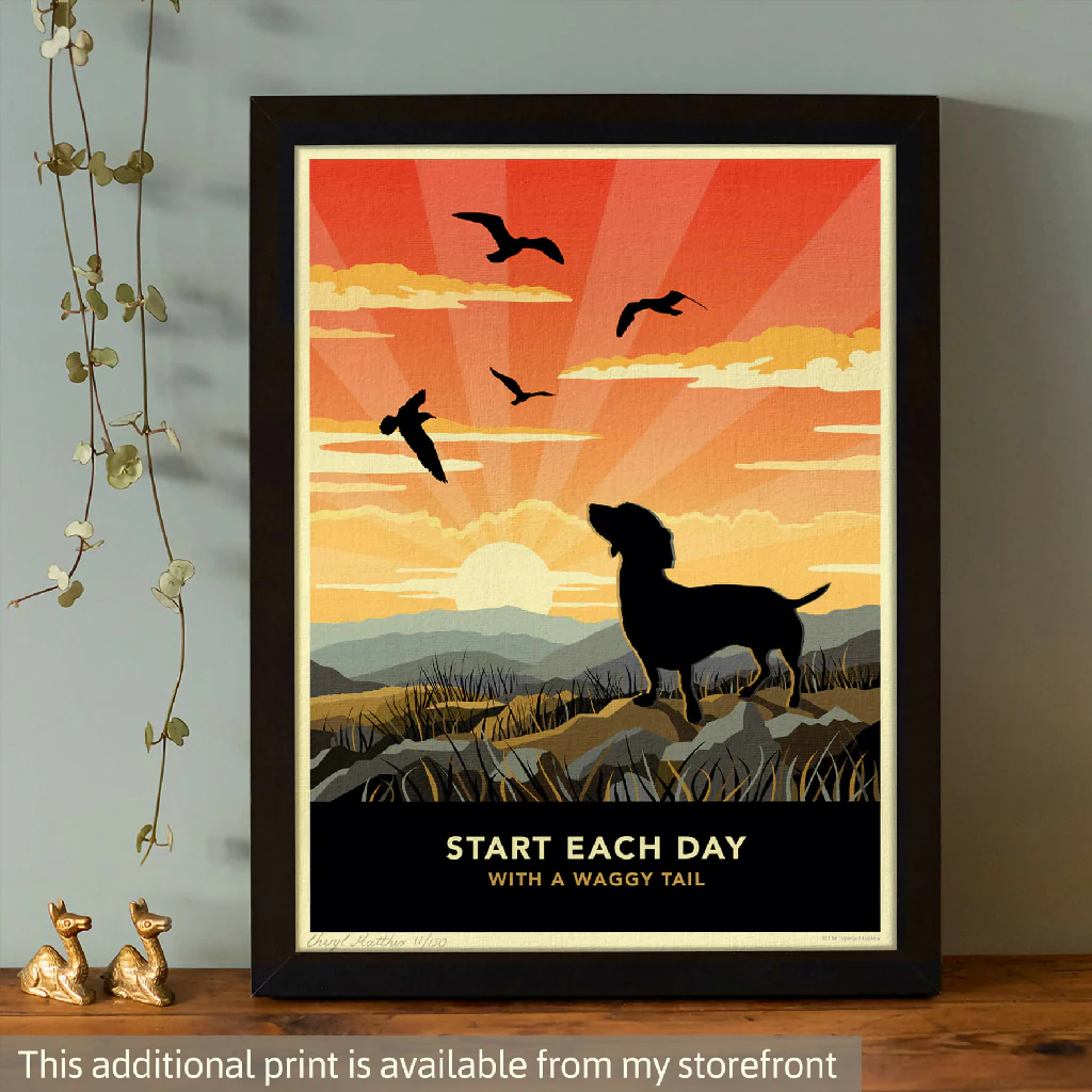 DACHSHUND 'SUNSET ON THE BEACH' LIMITED EDITION ART PRINT - Image 8