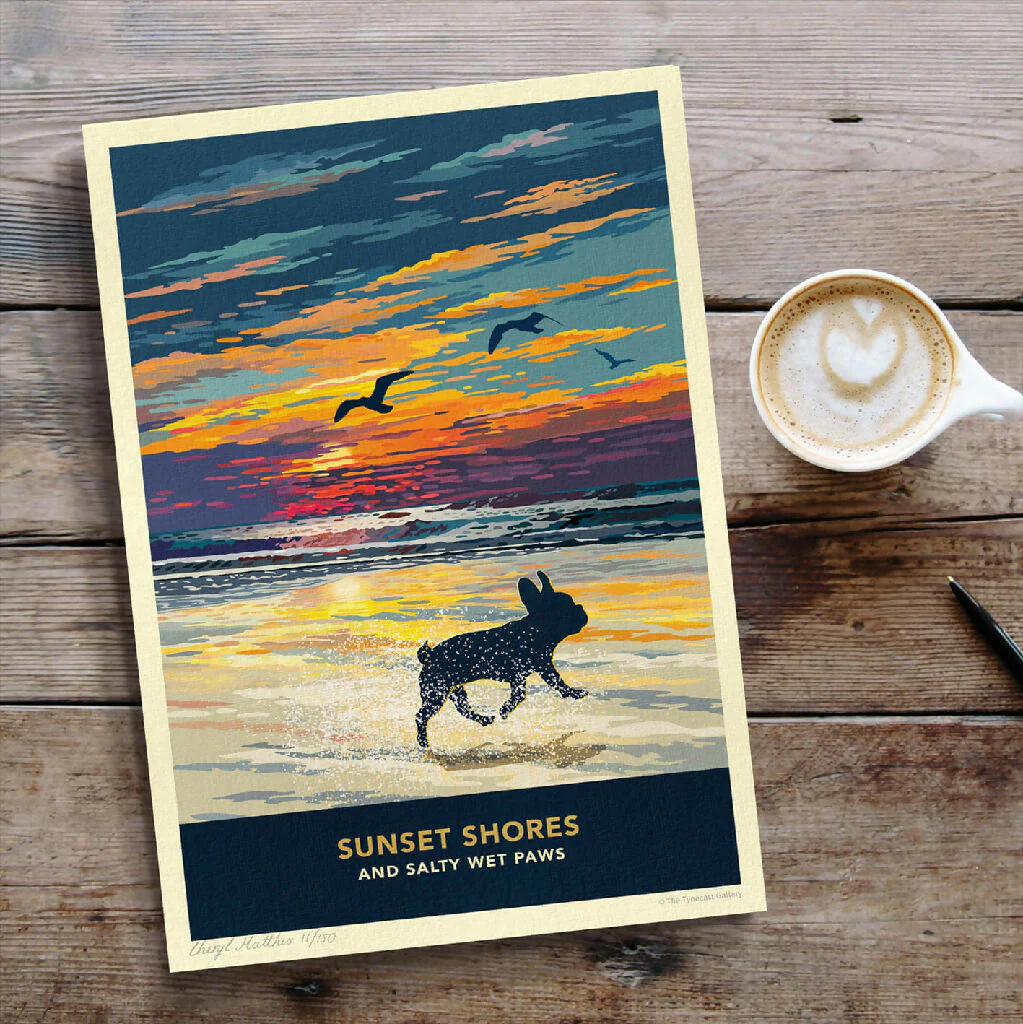 FRENCH BULLDOG 'SUNSET ON THE BEACH' LIMITED EDITION ART PRINT - Image 6
