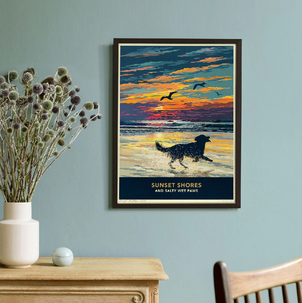 GOLDEN RETRIEVER 'SUNSET ON THE BEACH' LIMITED EDITION ART PRINT - Image 3