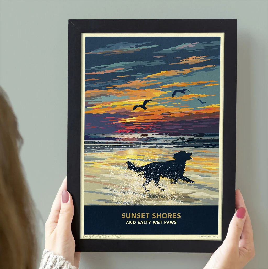 GOLDEN RETRIEVER 'SUNSET ON THE BEACH' LIMITED EDITION ART PRINT - Image 5