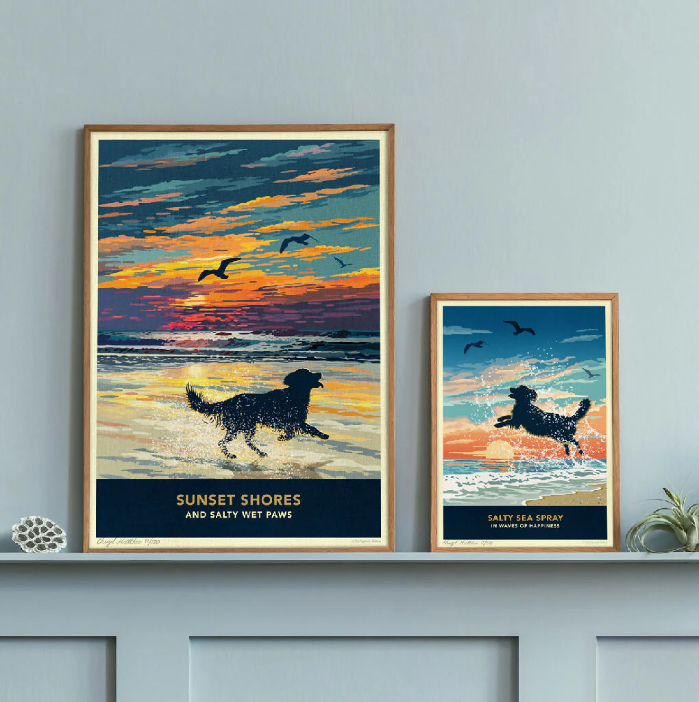 GOLDEN RETRIEVER 'SUNSET ON THE BEACH' LIMITED EDITION ART PRINT - Image 6