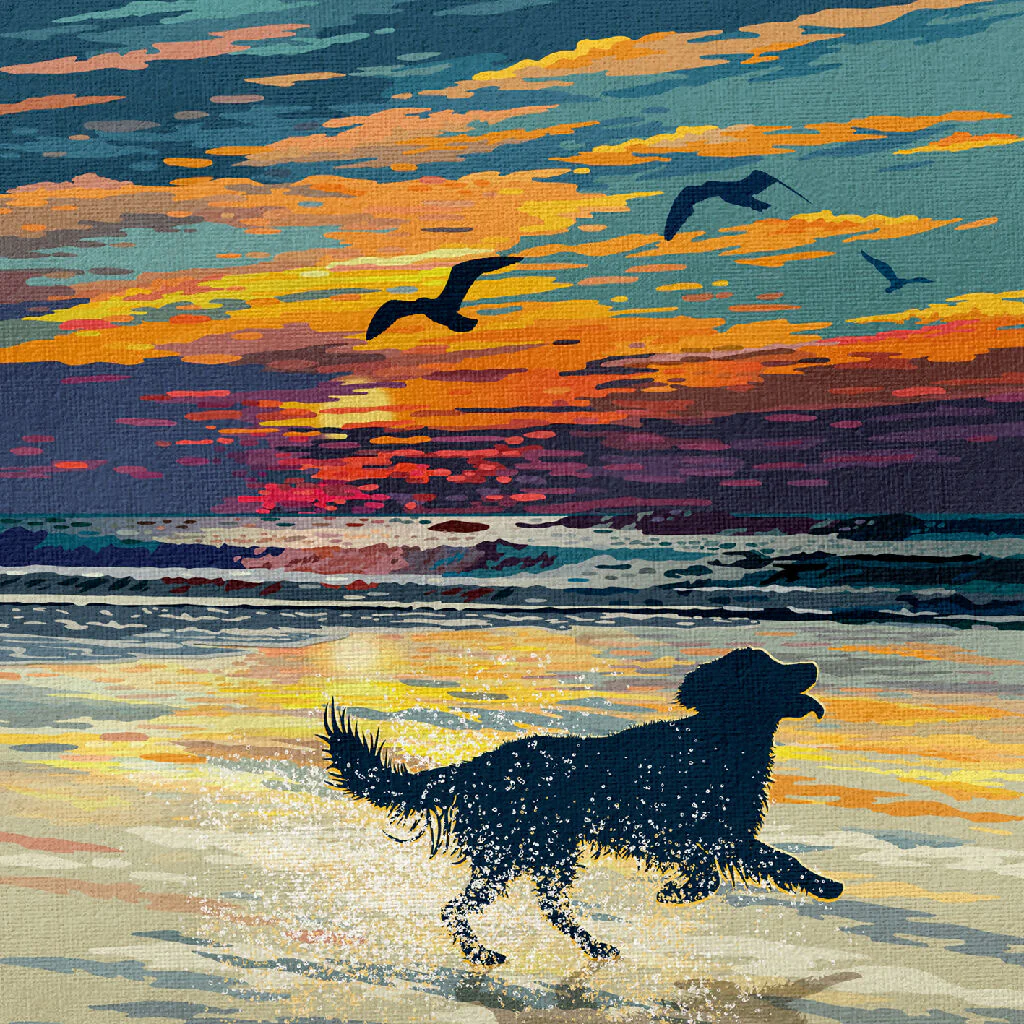 GOLDEN RETRIEVER 'SUNSET ON THE BEACH' LIMITED EDITION ART PRINT - Image 8