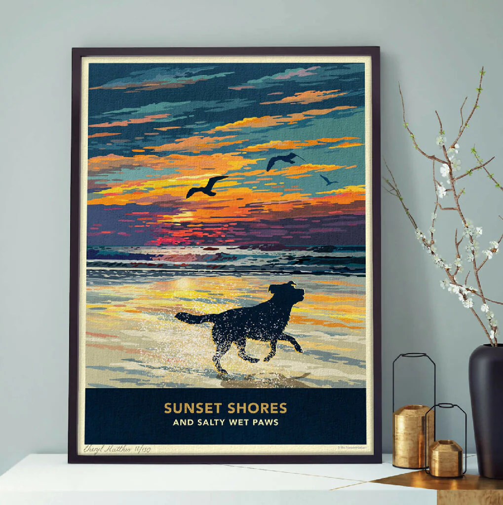 LABRADOR 'SUNSET ON THE BEACH' LIMITED EDITION ART PRINT