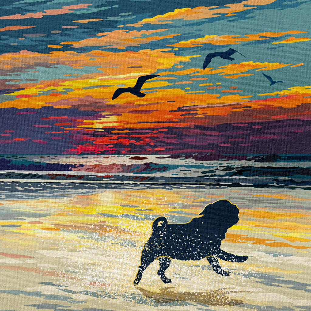 PUG 'SUNSET ON THE BEACH' LIMITED EDITION ART PRINT - Image 7