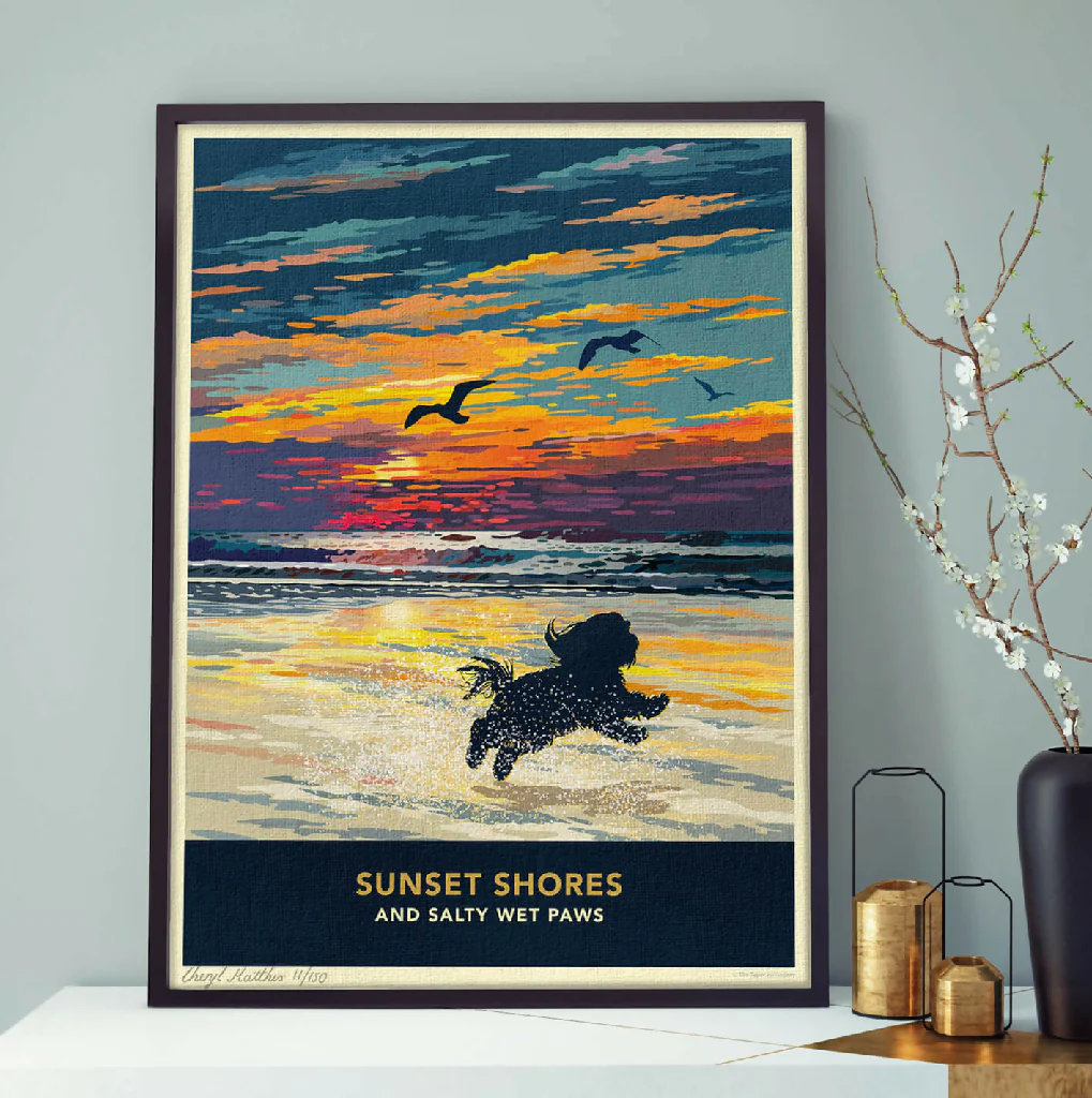 SHIH TZU 'SUNSET ON THE BEACH' LIMITED EDITION ART PRINT