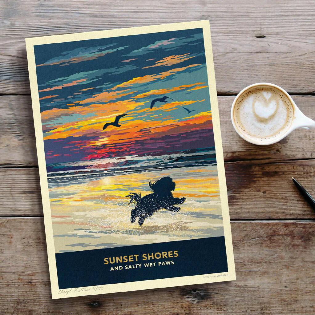 SHIH TZU 'SUNSET ON THE BEACH' LIMITED EDITION ART PRINT - Image 6