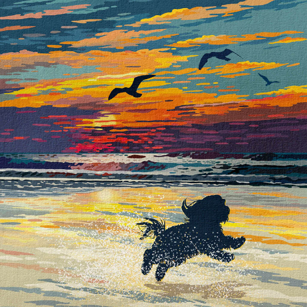 SHIH TZU 'SUNSET ON THE BEACH' LIMITED EDITION ART PRINT - Image 7