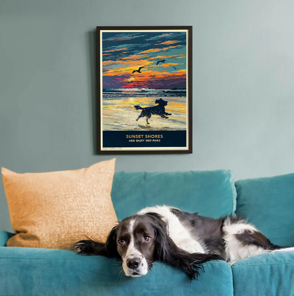 SPANIEL 'SUNSET ON THE BEACH' LIMITED EDITION ART PRINT - Image 2