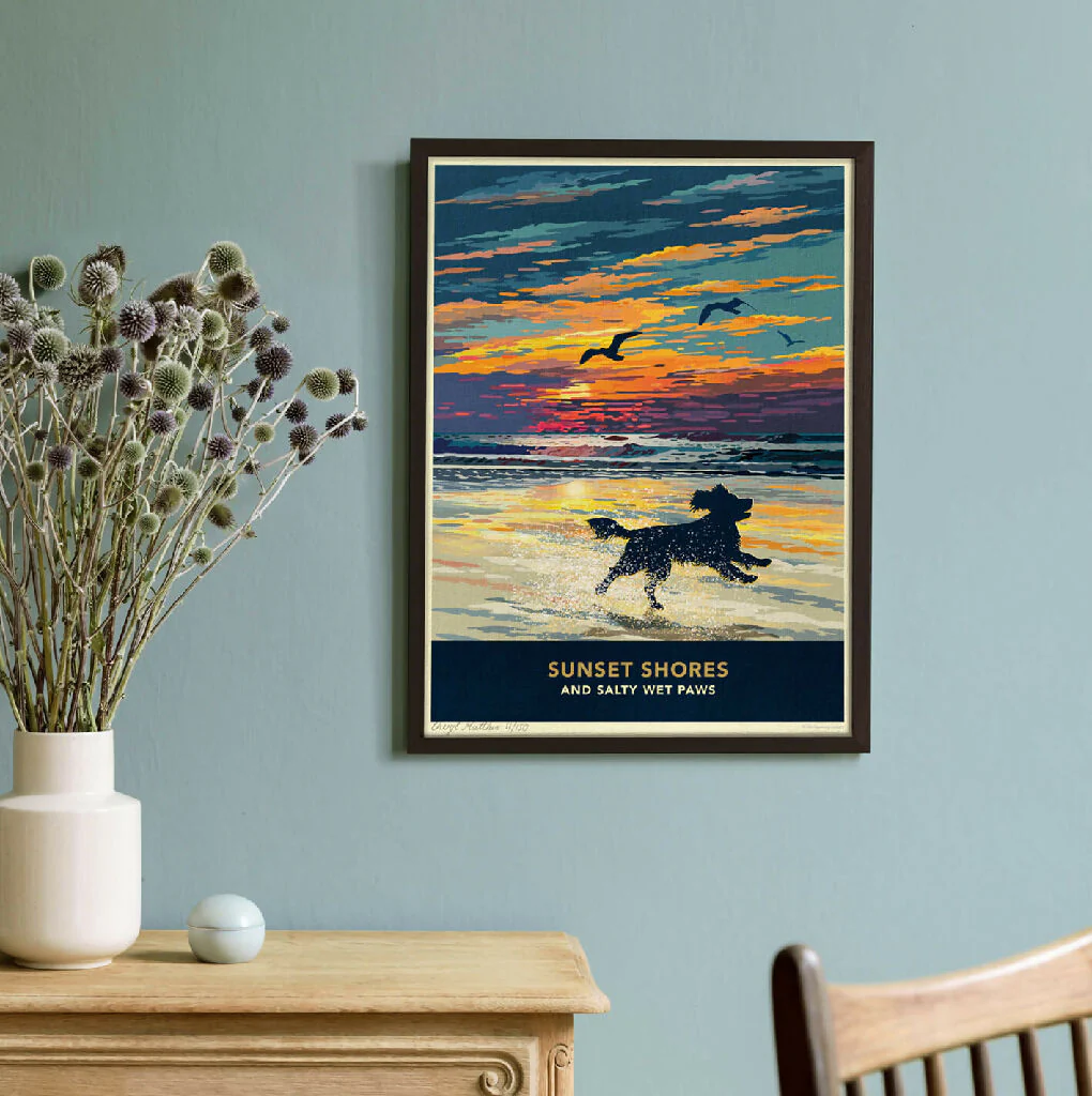 SPANIEL 'SUNSET ON THE BEACH' LIMITED EDITION ART PRINT - Image 3