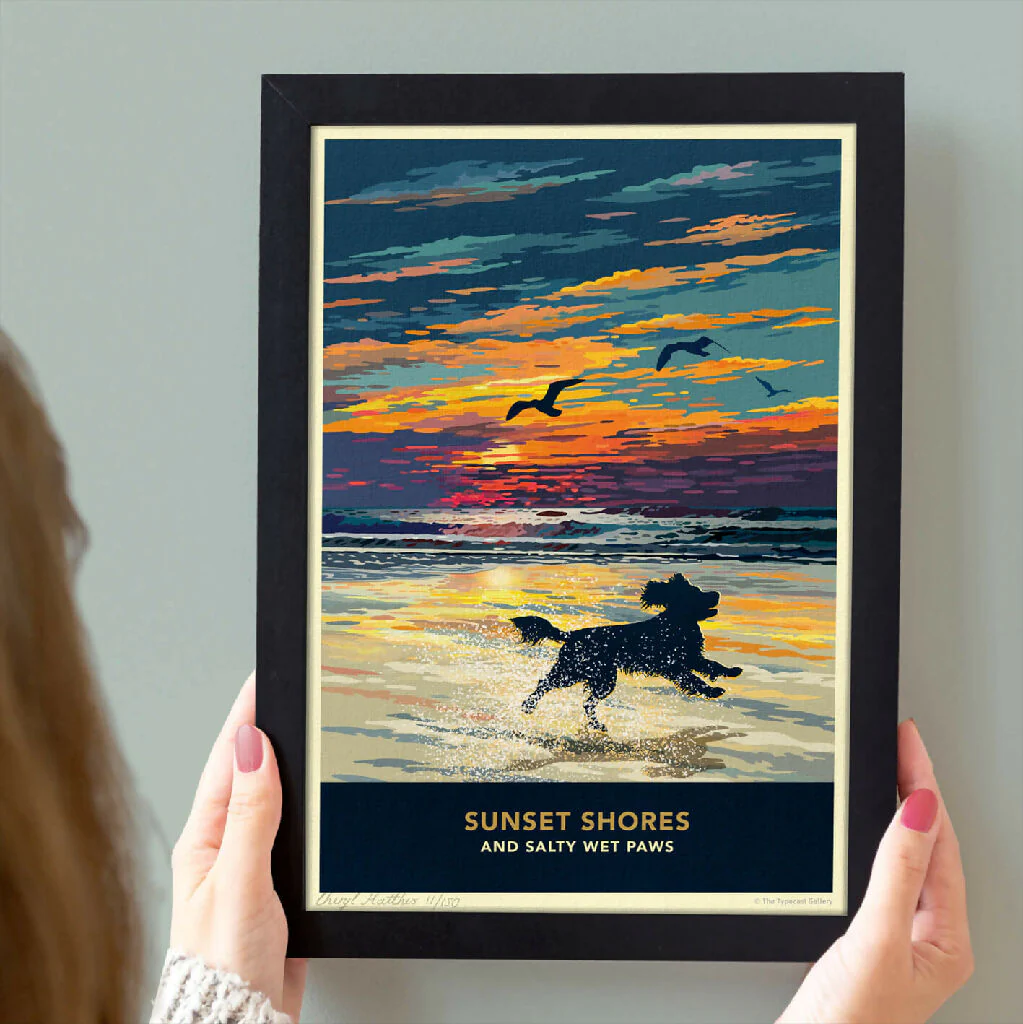 SPANIEL 'SUNSET ON THE BEACH' LIMITED EDITION ART PRINT - Image 5