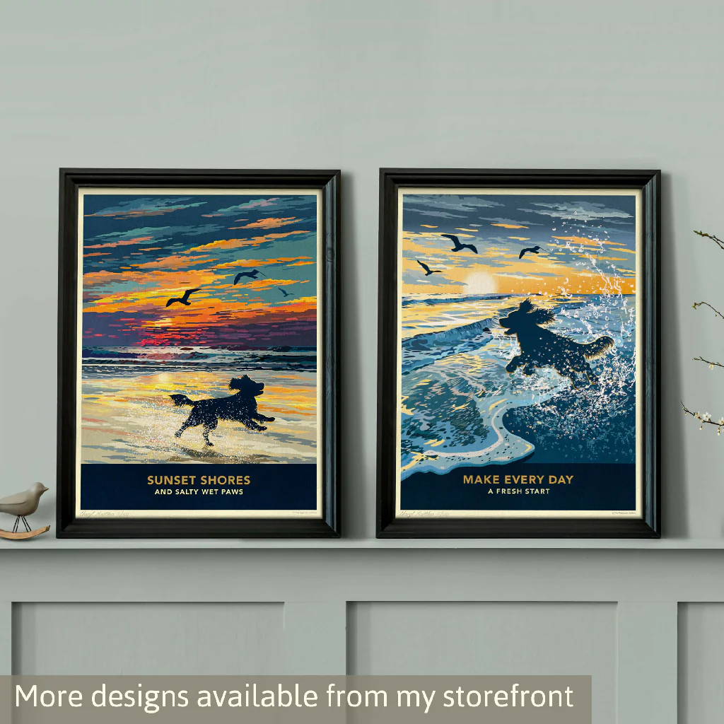 SPANIEL 'SUNSET ON THE BEACH' LIMITED EDITION ART PRINT - Image 9