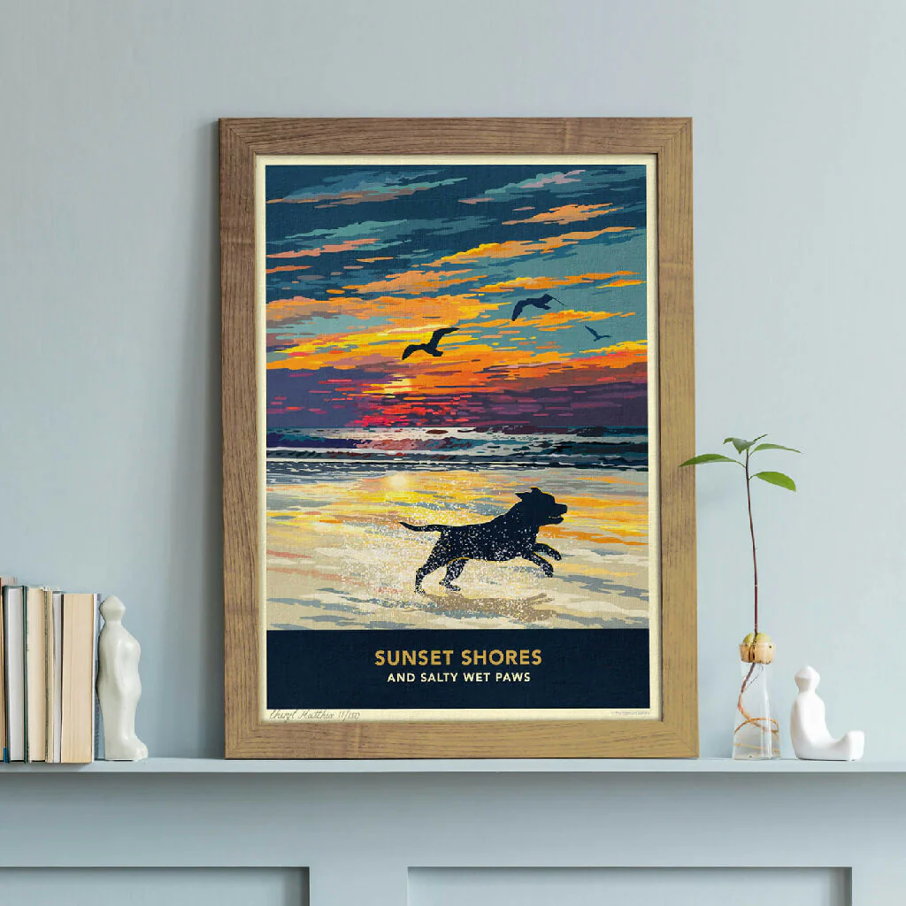 STAFFORDSHIRE BULL TERRIER 'SUNSET ON THE BEACH' LIMITED EDITION ART PRINT - Image 3