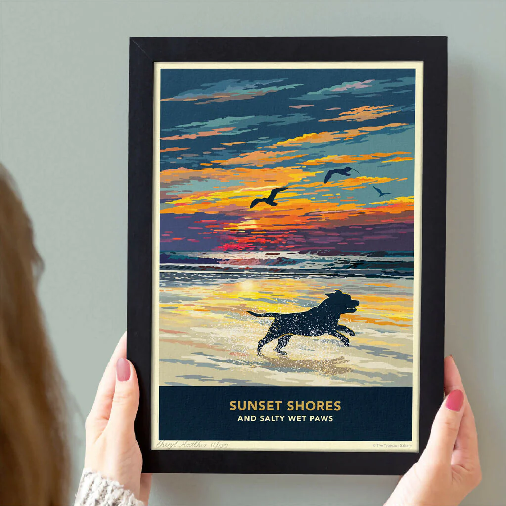 STAFFORDSHIRE BULL TERRIER 'SUNSET ON THE BEACH' LIMITED EDITION ART PRINT - Image 4