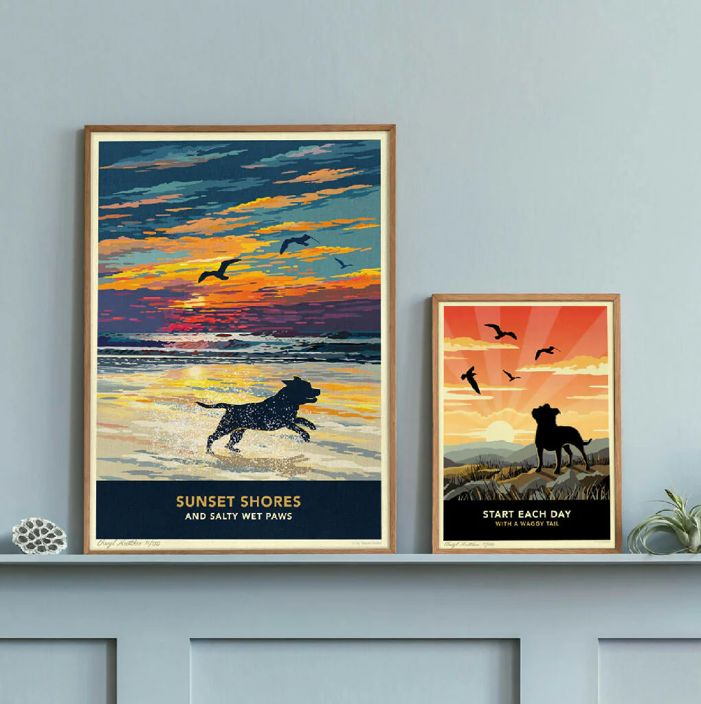 STAFFORDSHIRE BULL TERRIER 'SUNSET ON THE BEACH' LIMITED EDITION ART PRINT - Image 5