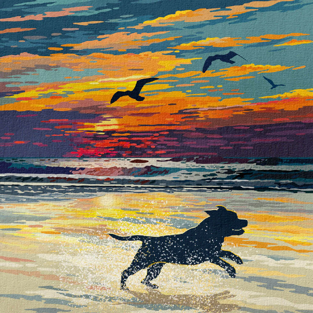 STAFFORDSHIRE BULL TERRIER 'SUNSET ON THE BEACH' LIMITED EDITION ART PRINT - Image 7