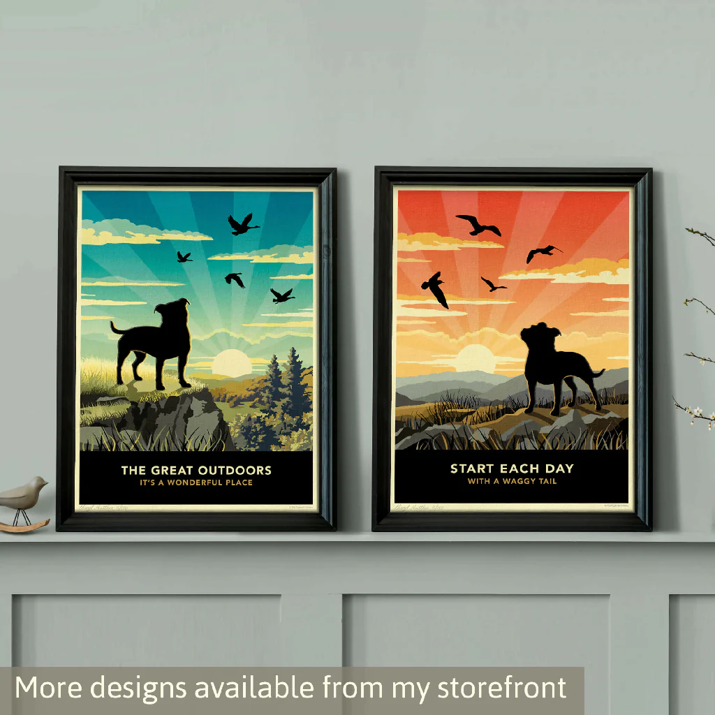 STAFFORDSHIRE BULL TERRIER 'SUNSET ON THE BEACH' LIMITED EDITION ART PRINT - Image 8