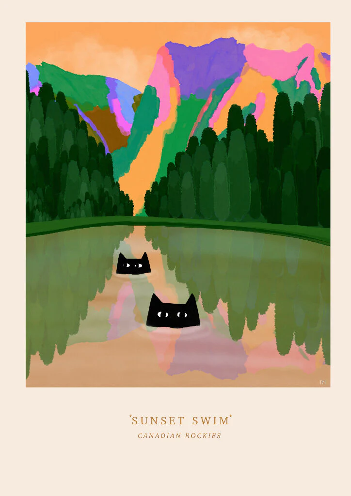 Sunset Swim print - Image 3
