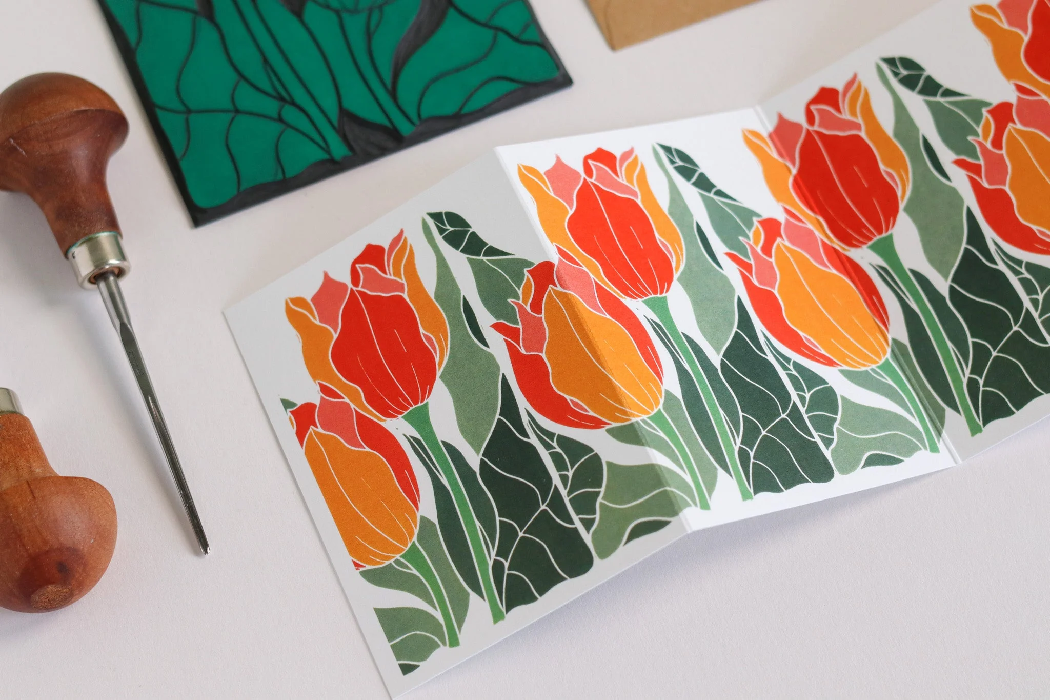 Sunset Tulips Garland Card | Single Card & Envelope - Image 5