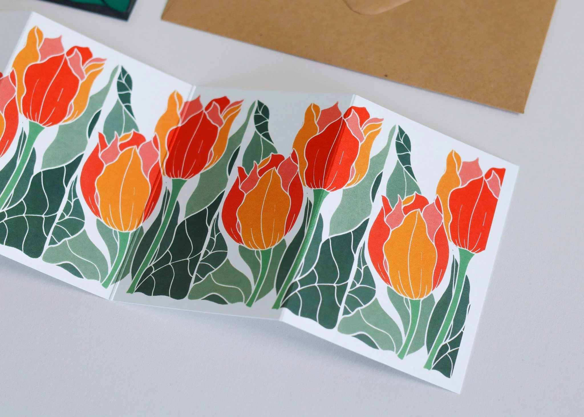 Sunset Tulips Garland Card | Single Card & Envelope - Image 6