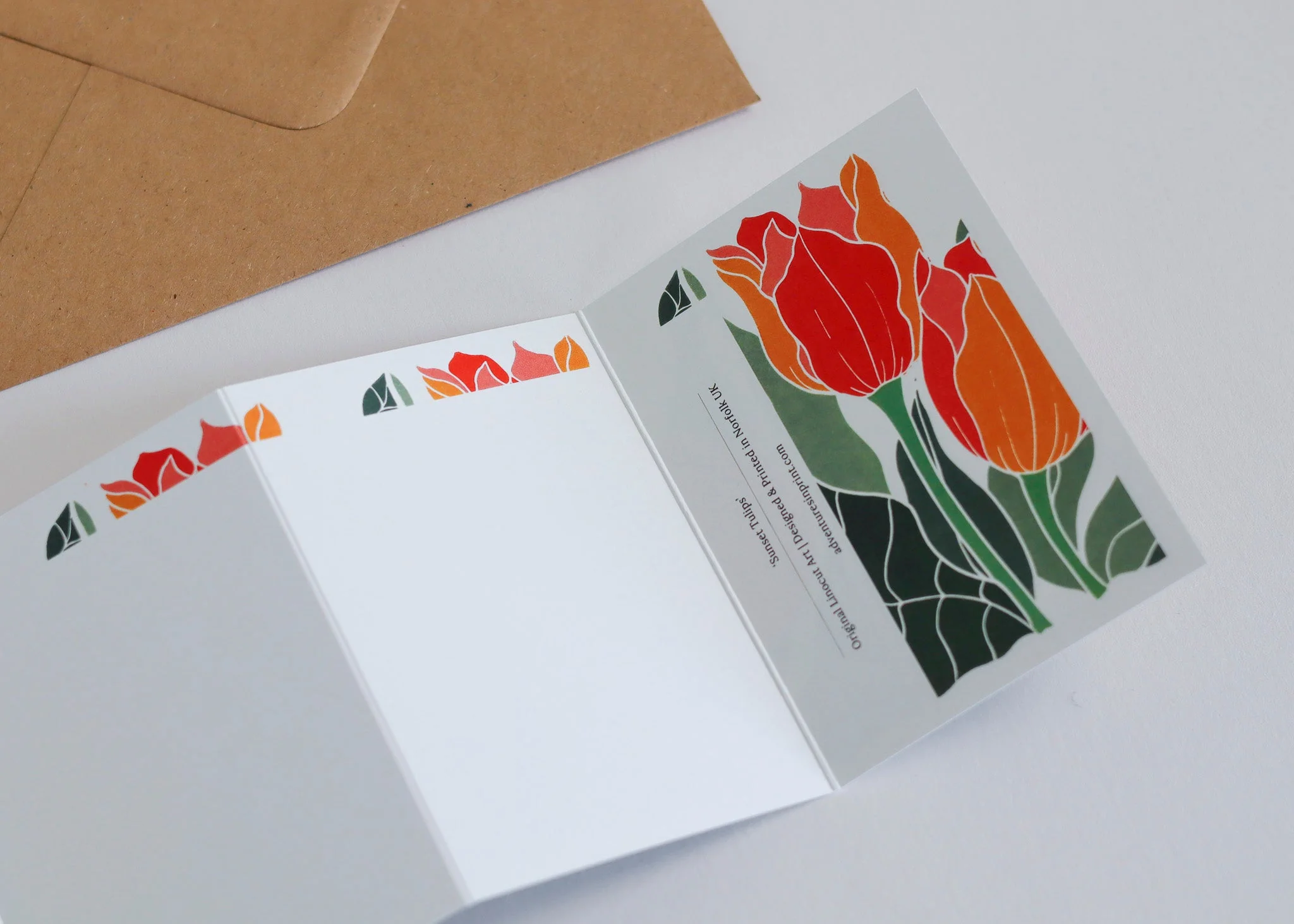 Sunset Tulips Garland Card | Single Card & Envelope - Image 7