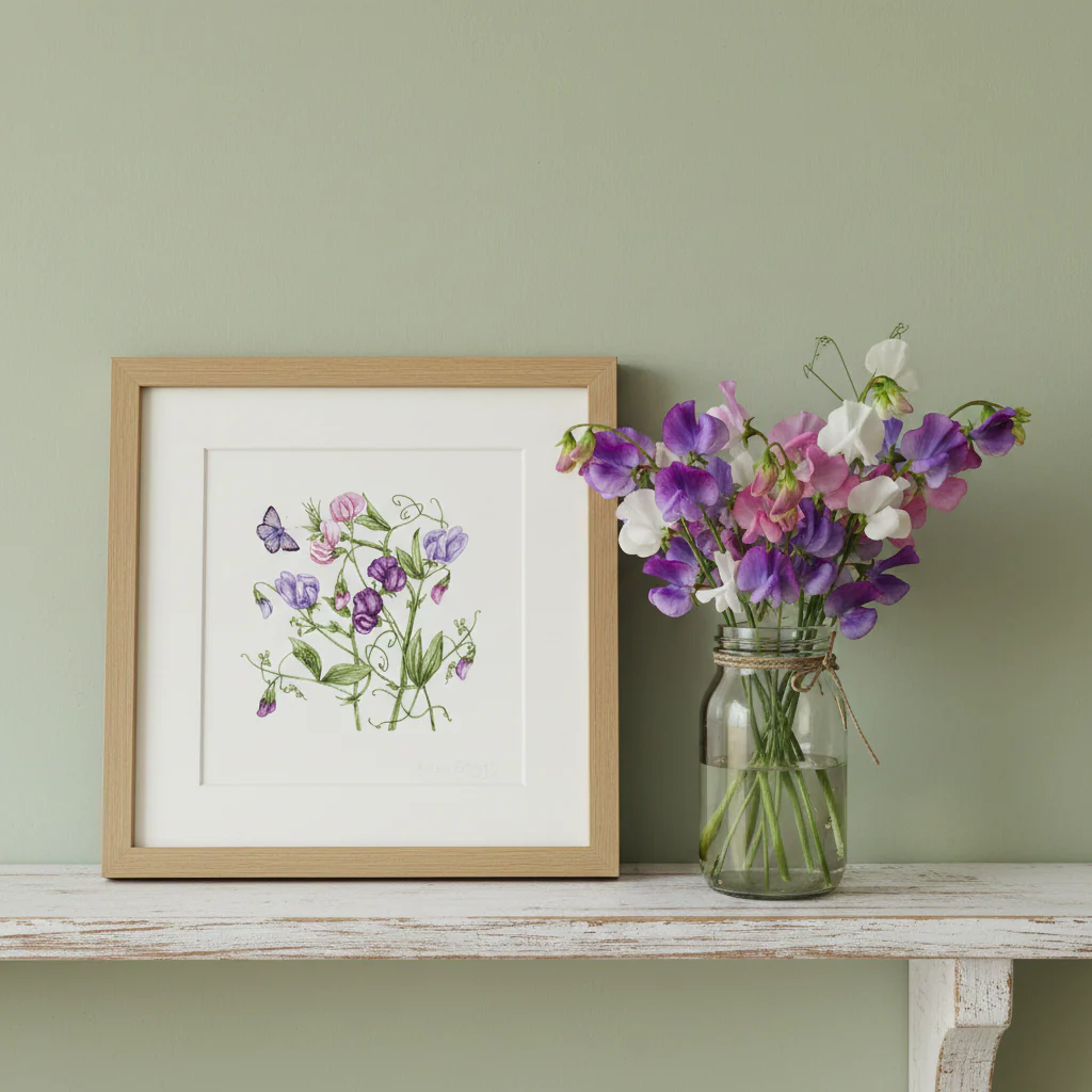 Sweet Pea Signed and Mounted Giclée Art Print