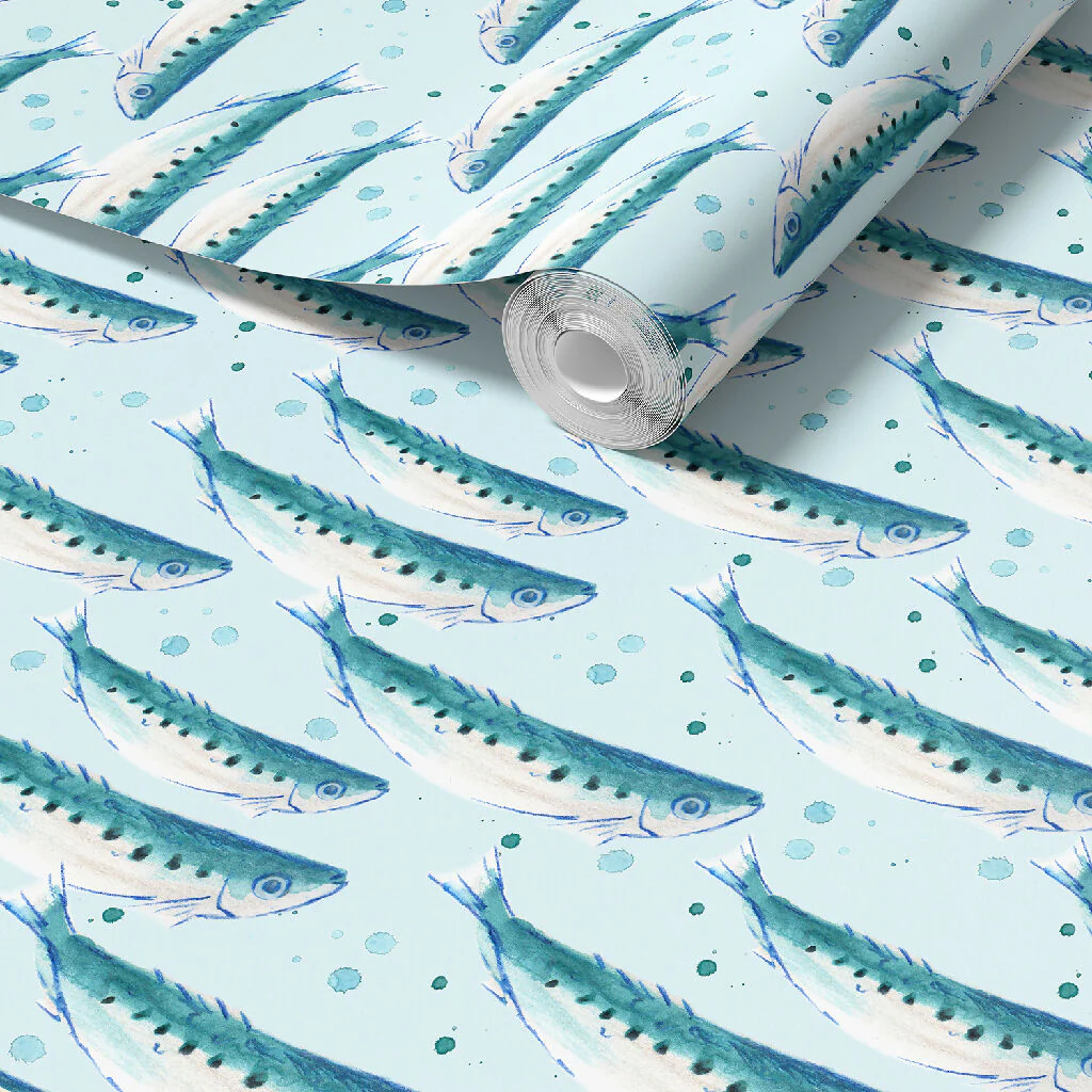 Swimming Sardines Coastal Wallpaper: Available in Five Colours - Image 3