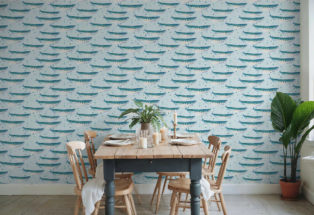 Swimming Sardines Coastal Wallpaper: Available in Five Colours - Image 4