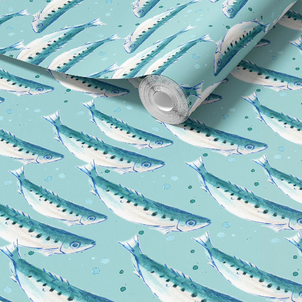 Swimming Sardines Coastal Wallpaper: Available in Five Colours - Image 7