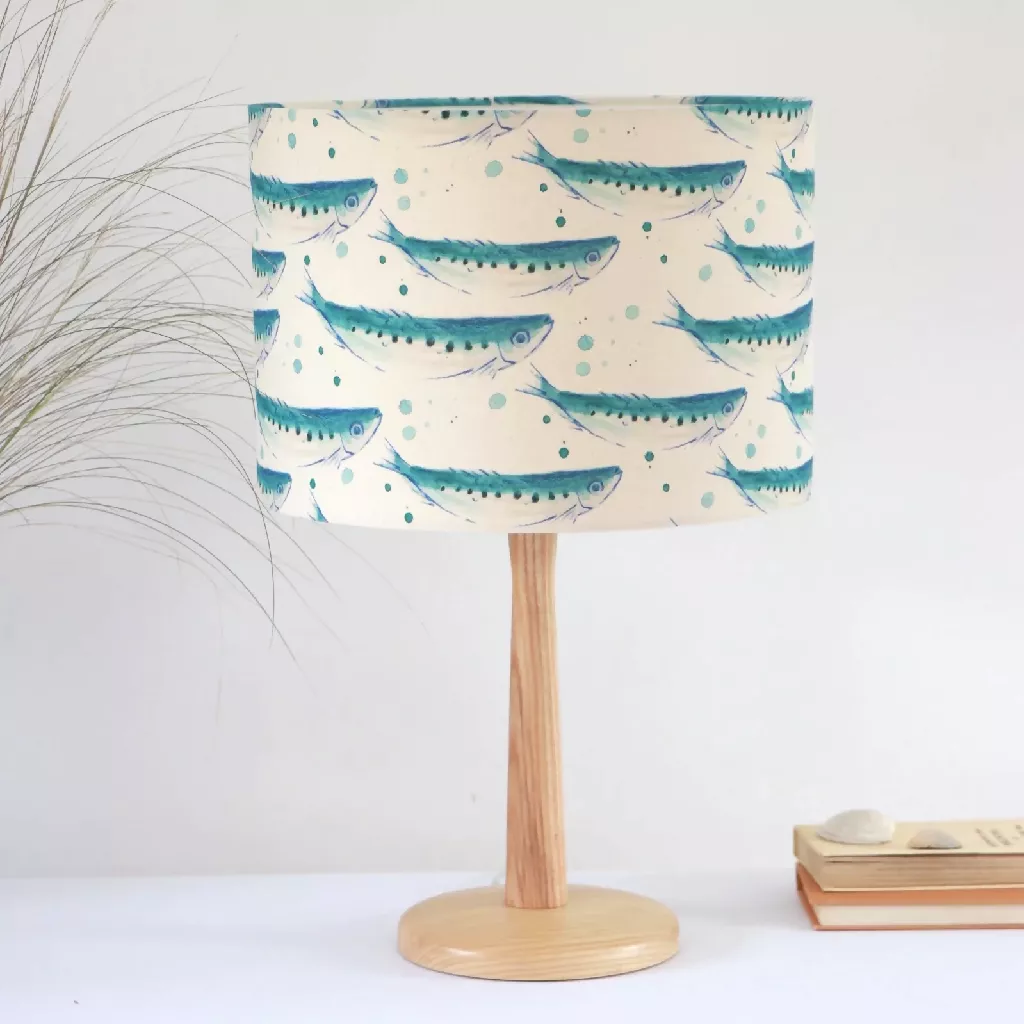 Swimming Sardines Organic Fabric Lampshade