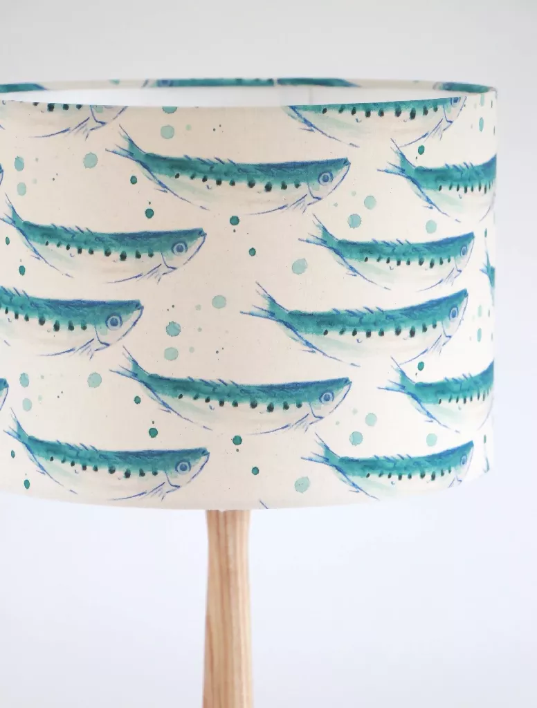Swimming Sardines Organic Fabric Lampshade - Image 2