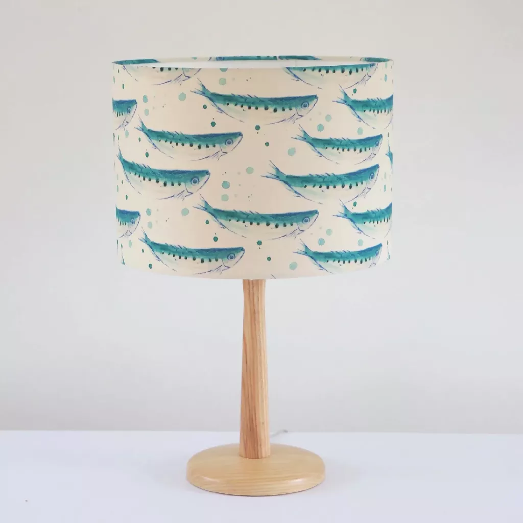 Swimming Sardines Organic Fabric Lampshade - Image 3